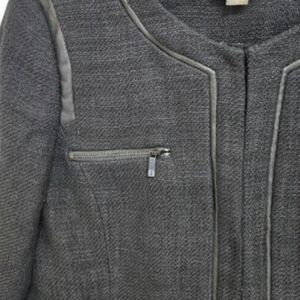 leather trim womens blazer